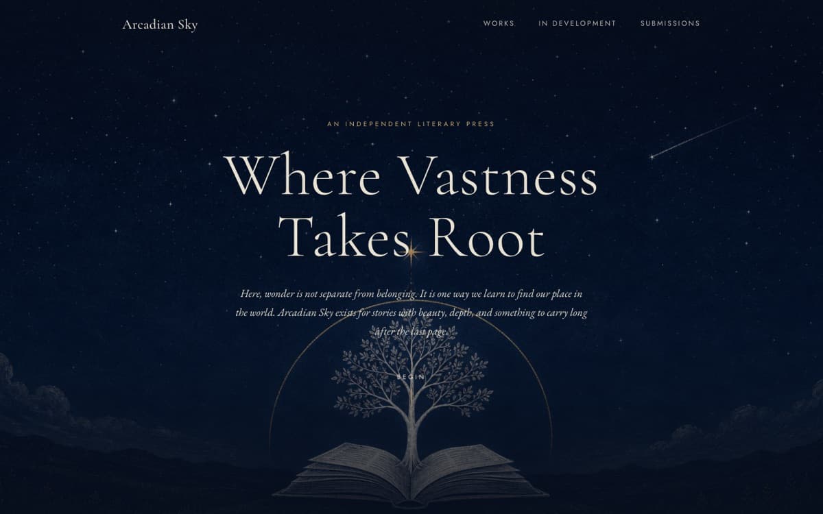 Arcadian Sky, home page
