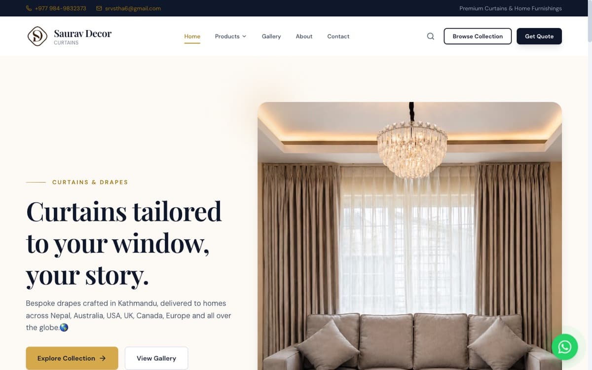 Saurav Decor, home page